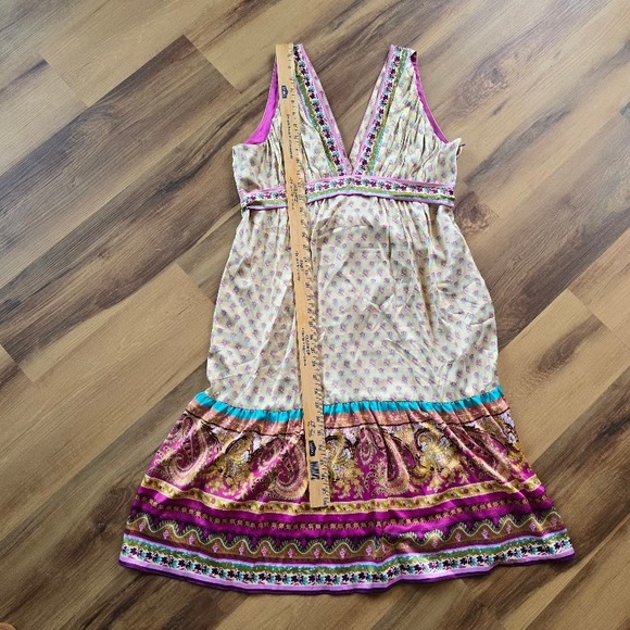 Mixit Midi Dress Womens 16 Multicolor Boho Paisley Floral Empire Waist Indie Y2K - Picture 9 of 13